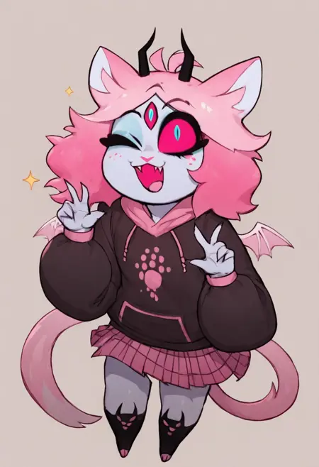 Emberlynn Pinkle -  Helluva Boss - Weaboo-Boo Short - Hellcat Demon Version
