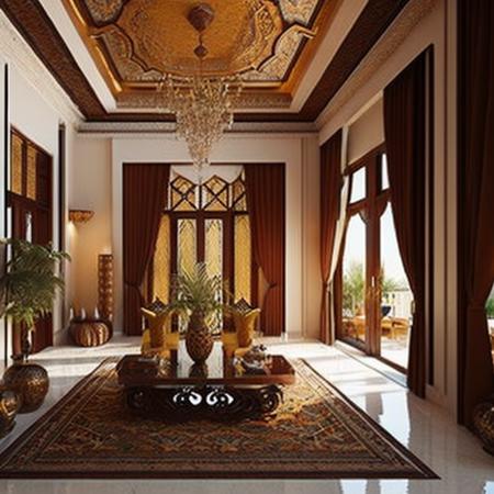 <lyco:Arabic_style_interior_design_Sa_May:1.0> A luxurious arabian style villa