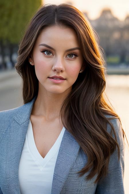 beautiful woman (nicol4c4-110:0.99), realistic, (closeup portrait), face focus, (detailed:1.15),(film grain, skin details, 4k:1), smile, Dappled Light, analog style (look at the viewer), (skin texture), (film grain), (hyper-realistic texture skin:1.3), cinematic light, sidelighting, ultra high res, best shadow, RAW, beautiful hair, (elegant plaid blazer), (elegant long sleeve t-shirt), winter city park, (paris), professional model photoshoot, hdr, sunset