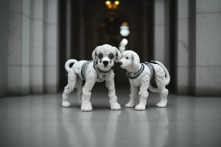 RAW photo, a cute puppy made out of marble, cyborg, cyberpunk style, ((intricate details)), hdr, ((intricate details, hyperdetailed)), cinematic shot, vignette, (high detailed skin:1.2), 8k uhd, dslr, high quality, film grain, Fujifilm XT3