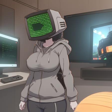 (codebullet:1.2), codebullet hoodie, hood, (big boobs:1.4), (crt tv:1.3), 
rear angle, Highly detailed RAW color Photo, Rear Angle, Full Body, of (male space soldier, wearing orange and white space suit, helmet, tined face shield, rebreather, accentuated booty), outdoors, (looking up at advanced alien structure, on alien planet), toned body, big butt, (sci-fi), (mountains:1.1), (lush green vegetation), (two moons in sky:0.8), (highly detailed, hyperdetailed, intricate), (DAY TIME:1.2), (lens flare:0.7), (bloom:0.7), particle effects, raytracing, cinematic lighting, shallow depth of field, photographed on a Sony a9 II, 50mm wide angle lens, sharp focus, cinematic film still from Gravity 2013, from behind
<lora:Codebullet:0.8>