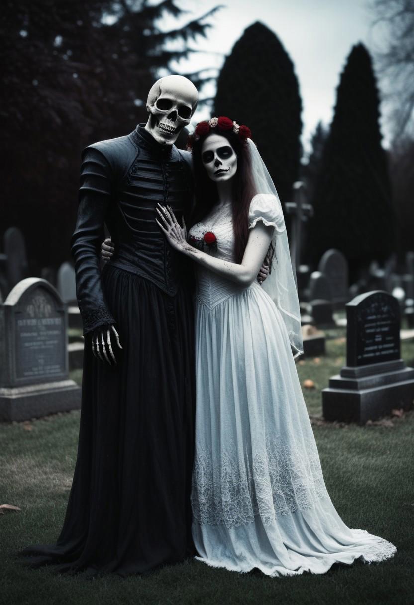 style Death and the Maiden in the cemetery