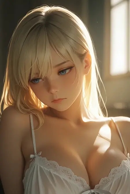 Sensual Blonde Goddess Unveils Her Delightful Cleavage & Nipples for Your Pleasure.