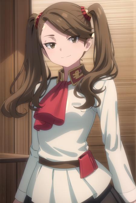 kaorukosazaki, <lora:kaoruko sazaki s2-lora-nochekaiser:1>, 
kaoruko sazaki, long hair, brown hair, hair ornament, twintails, (swept bangs:1.5), (brown eyes:1.5), smirk,
BREAK skirt, pantyhose, belt, white pantyhose, high-waist skirt, puffy sleeves, long sleeves, ascot, red ascot, black skirt,
BREAK indoors, classroom,
BREAK looking at viewer, (cowboy shot:1.5),
BREAK <lyco:GoodHands-beta2:1>, (masterpiece:1.2), best quality, high resolution, unity 8k wallpaper, (illustration:0.8), (beautiful detailed eyes:1.6), extremely detailed face, perfect lighting, extremely detailed CG, (perfect hands, perfect anatomy),