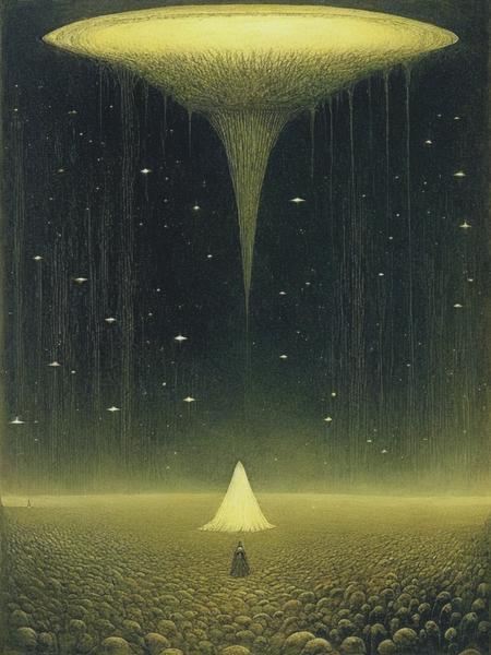 <lyco:JohnBauer:1.0> alien invasion, by john bauer