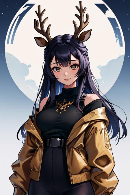 tsukinogi, deer ears, antlers jacket, off shoulder, sweater, dress