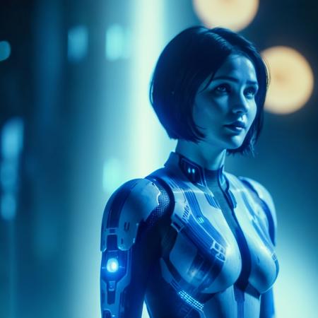 cinematic film still of  <lora:Cortana Halo:1>
Cortana Halo a woman with a futuristic suit and reflecting eyes, shallow depth of field, vignette, highly detailed, high budget, bokeh, cinemascope, moody, epic, gorgeous, film grain, grainy