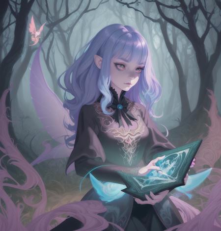 witch, digital painting, dreamlike, intricate details, sharp focus, trending on artstation, art by lois van baarle and loish and ross tran and rossdraws and sam yang and samis arts and artgerm, fairy tales, pixar, disney, dreamworks style, surrounded by magical fairies in a dreamlike forest,