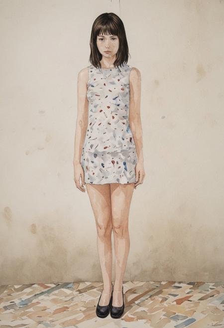 Full body of Tomie Kawakami, Another face, truth is slightly stranger than the fiction, Thinking face, tearing, stunned background,
.
realistic watercolors, figurative paintings, emotional depth, dynamic compositions,