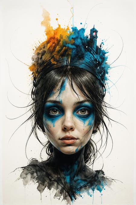 mysterious silhouette dust woman, by Minjae Lee, Carne Griffiths, Emily Kell, Steve McCurry, Geoffroy Thoorens, Aaron Horkey, Jordan Grimmer, Greg Rutkowski, amazing depth, double exposure, surreal, geometric patterns, intricately detailed, bokeh,  perfect balanced, deep fine borders, artistic photorealism , smooth,  great masterwork by head of prompt engineering   <lora:add-detail-xl:2>  <lora:xl_shuimo:0.7> ink wash painting <lora:Cute_Drawing:0.55>  <lora:hyperkraximalism_v1-1:0.25>