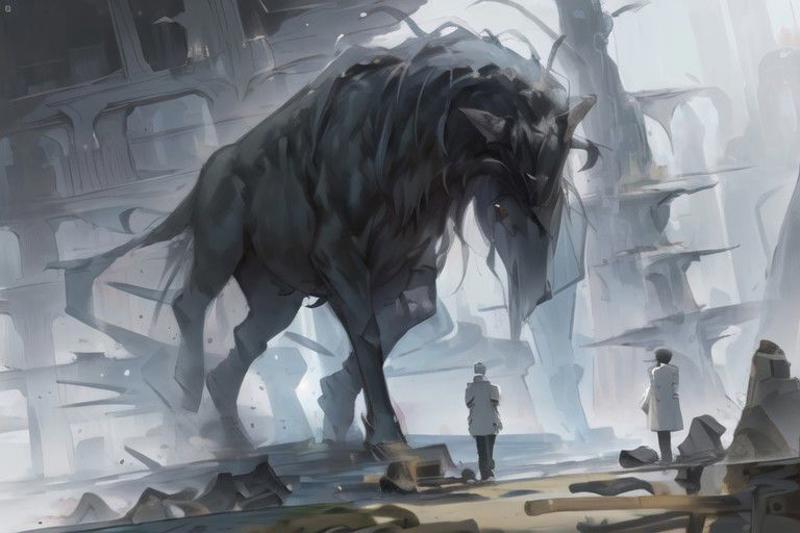Giant animal over human concept image by garic