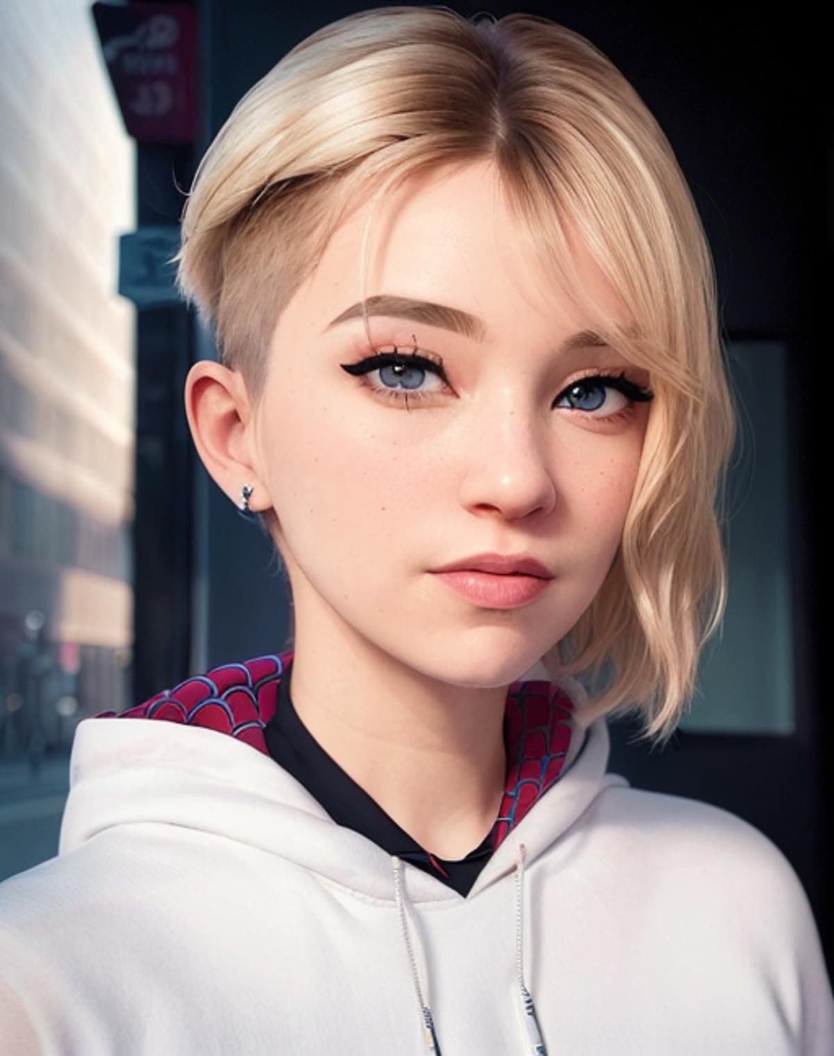 Gwen Stacy (sidecut  Spiderverse hairstyle) - gwen_stacy_v1.1 | Stable  Diffusion LoRA | Civitai