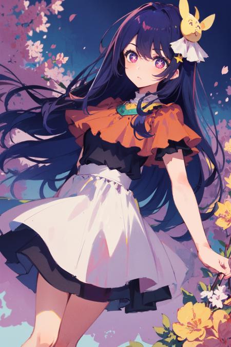 1girl, (Rembrandt), illustration, (masterpiece), (best quality), (ultra_detailed), finely detail, (Depth of field),
HshinoAi, long hair, purple hair, purple eyes, hair ornament, star-shaped pupils,suspender skirt,
arm around neck,
Superheroes, lineup, dutch angle, in spring, violet, island,
<lora:HoshinoAi_v1.1-000007:1:CHARACTER>