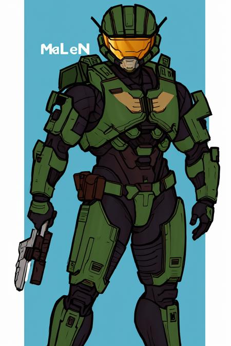 <lora:HaloSpartansV1-000050:1>,  MaleSpartan, 1boy, helmet, solo, cowboy_shot, standing, illustration,  novel illustration, 2d