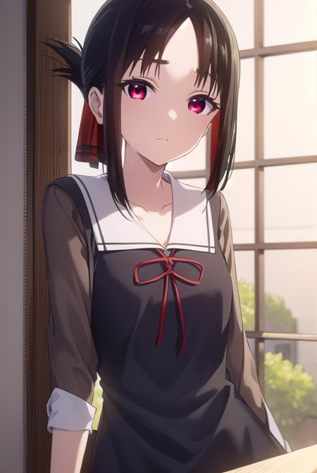 kaguyashinomiya, <lora:kaguya shinomiya s3-lora-nochekaiser:1>,
kaguya shinomiya, short hair, bangs, black hair, (red eyes:1.3), hair ribbon, sidelocks, folded ponytail, (parted bangs:1.5),
BREAK long sleeves, dress, ribbon, school uniform, collarbone, black dress, sailor collar, white sailor collar, red ribbon, neck ribbon, shuuchiin academy school uniform,
BREAK indoors, classroom,
BREAK looking at viewer, (cowboy shot:1.5),
BREAK <lyco:GoodHands-beta2:1>, (masterpiece:1.2), best quality, high resolution, unity 8k wallpaper, (illustration:0.8), (beautiful detailed eyes:1.6), extremely detailed face, perfect lighting, extremely detailed CG, (perfect hands, perfect anatomy),