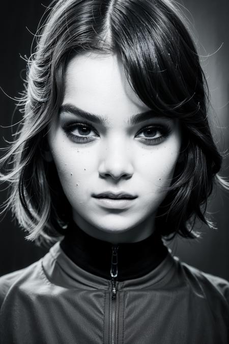 <lora:Hailee_Steinfeld:0.8> Female face with a zippered up face, in the style of john wilhelm, patrick demarchelier, tomasz alen kopera, cracked, earthworks, associated press photo, stylish, (cinematic lighting) (sharp focus on eyes) (skin texture:1.2)