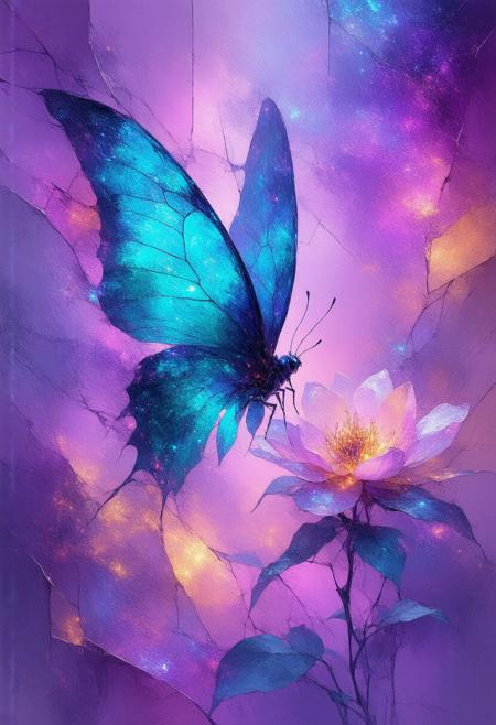 A surreal and mesmerizing scene, depicting a delicate, butterfly-like alien creature with glowing, bioluminescent wings interacting with an otherworldly, carnivorous flower, rendered in a fractured stained-glass Cubist vision. The composition explodes with vibrant, unnatural hues â iridescent turquoise, electric fuchsia, and deep space violet â sharply contrasted by stark black outlines and a pervasive, otherworldly glow. Multiple perspectives converge, revealing the creature's ethereal beauty and the flower's predatory grace from various angles, creating a dynamic interplay of vulnerability and danger. Subtle photorealistic details â the intricate patterns on the creature's wings, the glistening texture of the flowerâs petals, the delicate veins of bioluminescence â are intricately interwoven with the geometric fragmentation, grounding the fantastical elements with a sense of unsettling realism. A soft, pulsating glow emanates from within the stained-glass elements, intensifying the sense of alien mystery and latent threat. Ultra detailed, 8k resolution, volumetric lighting, octane render, a visually arresting and emotionally charged composition, exploring the beauty and peril of the unknown.