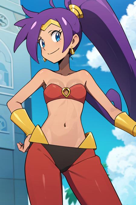 Shantae, harem pants, crop top,  strapless, ponytail,  