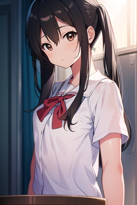 azusanakano, <lyco:azusanakano-LYCORIStest:1>,
azusa nakano, (black hair:1.5), (brown eyes:1.7), long hair, twintails,
BREAK sakuragaoka high school uniform, school uniform, uniform,
BREAK looking at viewer,
BREAK indoors, classroom,
BREAK <lora:GoodHands-vanilla:1>, (masterpiece:1.2), best quality, high resolution, unity 8k wallpaper, (illustration:0.8), (beautiful detailed eyes:1.6), extremely detailed face, perfect lighting, extremely detailed CG, (perfect hands, perfect anatomy),