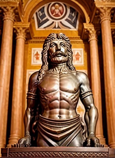 ancient (statue:1.2) of zladkovladcik man with mustache, renaissance museum interior in the background, super sharp, intricate detail, high resolution, high quality, detailed face, professional photography  <lora:hjzladkovladcik_v10:0.8>