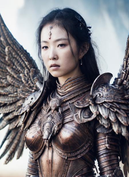 close up RAW photo of winged warrior sks woman, detailed textures, sharp focus, ultra high pixel detail, absurdres, cinematic, intricate, cinematic light, concept art, art station, realistic, movie scene, cinematic, high quality, craig mullins and wayne barlowe style, full colors, incredibly detailed, 4k, 8k, <lora:locon_irene_v1_from_v1_64_32:1.25>