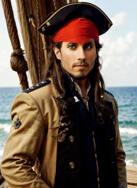 js1, Pirate King: Regal Pose, Ornate Pirate Hat, Feather Plume, Eye Patch, Long Flowing Hair, Bejeweled Cutlass, Gold-Trimmed Pirate Coat, Intricate Brocade, Treasure Chest, Pirate Ship, Jolly Roger Flag, Rough Beard, Commanding Presence, Pirate Crew, Treasure Maps, Golden Doubloons, Naval Battles, Skull and Crossbones, Pirate Parrot, Ocean Waves, Maritime Adventure, Swashbuckling Hero, Pirate King's Throne, Hidden Coves, Sea Shanties.
  <lora:JerrySeinfeld:1>