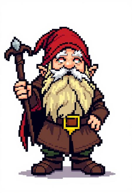 Pixel art dwarf on white background