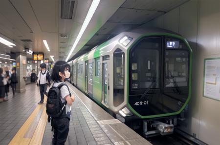 best quality, ultra-detailed, illustration,
OsakaMetro400, subway station, train station, train, railroad tracks, blurry, bag, depth of field, solo focus, multiple boys, scenery, multiple girls, backpack, 1girl, black hair, standing
 <lora:OsakaMetro400_SD15_V1_DIM4:1>