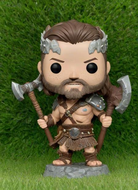 <lora:PE_FunkoPopStyle:1> PEPopFigure, funko pop, figure,
germanic barbarian, holding battleaxe,
black eyes, outside, grass, sunshine,
masterpiece, high resolution, octance 4k, high detail,