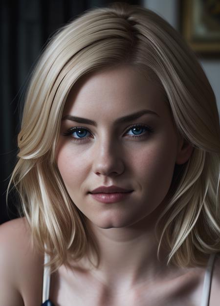 (close-up, editorial photograph elishacuthbert-smf), (highly detailed face:1.4) (smile:0.7) (background inside dark, moody, private study:1.3) 
<lora:elishacuthbert_smf_lora_01-000004:0.9>, 1girl, blonde hair, realistic