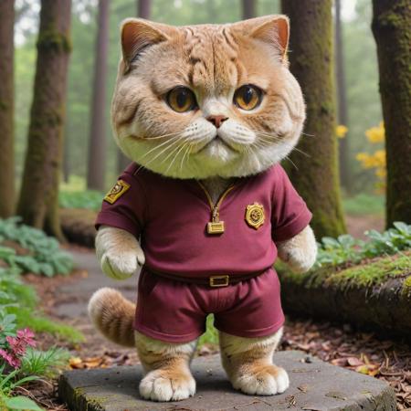(art by Yoshiyuki Tomino:1.0) and (Lauren Faust:1.1) and (Yasuhiro Nightow:1.1) , anime key visual, Altermodern, masterpiece, establishing shot of a (Scottish Fold Cat Captain:1.3) with Fascinating parts, it is very Industrial Art and flawless, dressed in Mecha-Middle Aged Burgundy Sweat shorts from the 2500's, has lots of tiny details and motives, Standing, Wavy Tunnel in background, summer woods with Marigold, Smoky Conditions, Panorama, Masterpiece, Zen, hyper detailed, studio lighting, Depth of field 100mm, anaglyph effect, Cygnus X-1, Digital distortions, 8K, pixiv