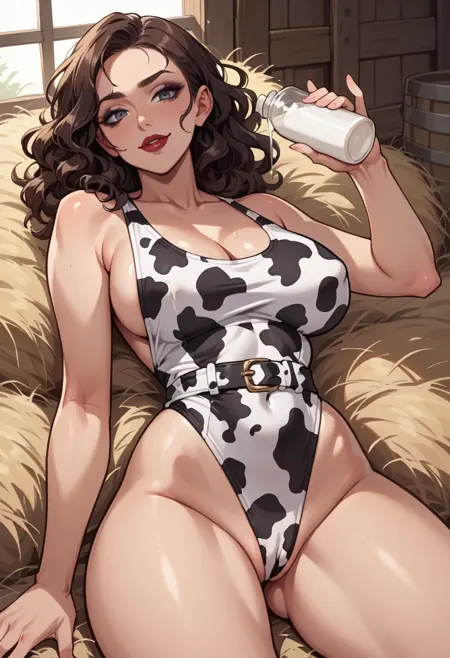 Highleg Cowprint Swimsuit PONY XL