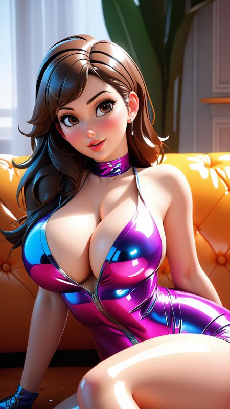 ((masterpiece)), (best quality), photo, realistic, extremely detailed CG unity 8k wallpaper, highly detailed, shiny skin, Depth of field, vivid color, 1girl, (skinny girl:1.3), (full body:0.7), narrow waist, rainbow skin, (chubby body:0.8), looking at viewer, nude, blush, (embarrassed:1.4), (lying:1.2), squatting, semen, pussy juice, cum, window, (messy room:1.2), dripping cum, detailed body, detailed vagina, girl hentai, ultra realistic, (large breasts:0.8), spread legs, sitting on couch, latex clothing, suggestive position, white cum, latex costume, cartoon