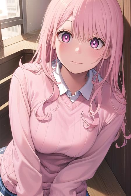 monakawai, <lora:mona kawai manga-lora-nochekaiser:1>,
mona kawai, long hair, pink hair, (pink eyes:1.5), (bright pupils:1.5), smile,
BREAK skirt, plaid, plaid skirt, sweater, long sleeves, shirt, (white shirt:1.5), collared shirt, (pink sweater:1.5),
BREAK indoors, classroom,
BREAK looking at viewer, (cowboy shot:1.5),
BREAK <lyco:GoodHands-beta2:1>, (masterpiece:1.2), best quality, high resolution, unity 8k wallpaper, (illustration:0.8), (beautiful detailed eyes:1.6), extremely detailed face, perfect lighting, extremely detailed CG, (perfect hands, perfect anatomy),