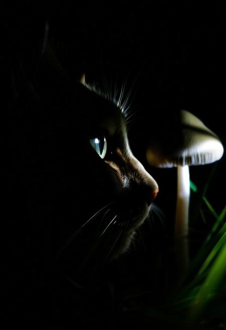 GrassShrooms_(Dark/Low Key/Night photography - Psilocybe semilanceata in grass) v_1