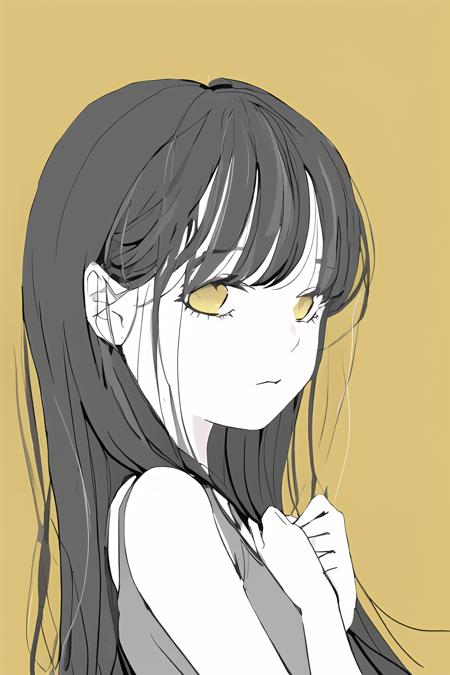 <lora:mourning_girl_v1:0.6>,1girl,yellow blackground,