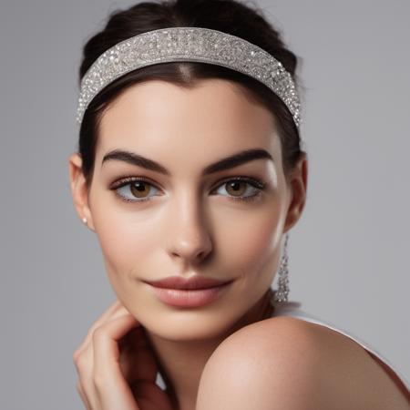 Portrait photo of a woman wearing a headband, glossy wet lips, Nikon Z9, realistic matte skin, skin texture visible, (sharp focus), (high quality)