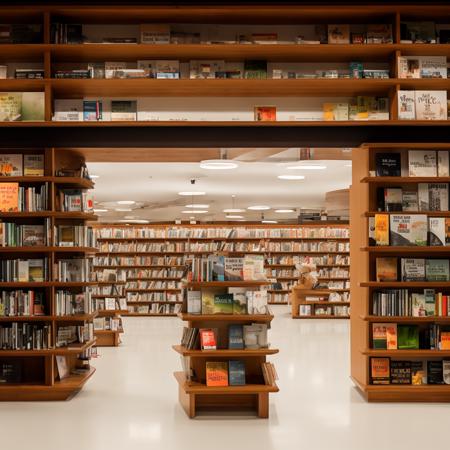 ohwx, library, realistic, bright, wide angle view, spot light, high light, wooden floor, white ceiling, trees, green, plants, the interior of a bookstore with shelves and lights, in the style of white and green, post-minimalist structures, craftcore, large-scale muralist, lively tableaus, subtle, earthy tones, mingei, raw, 4k, 8k, fuji film, super detail