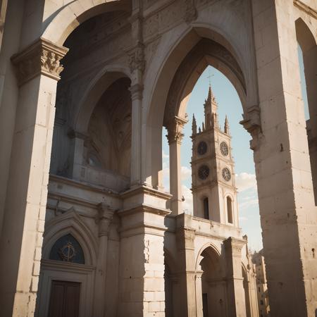 Cathedral of Matera with bell tower, extremely detailed, 8K, apocalyptic punk style, miniatures, macro photography in close-up