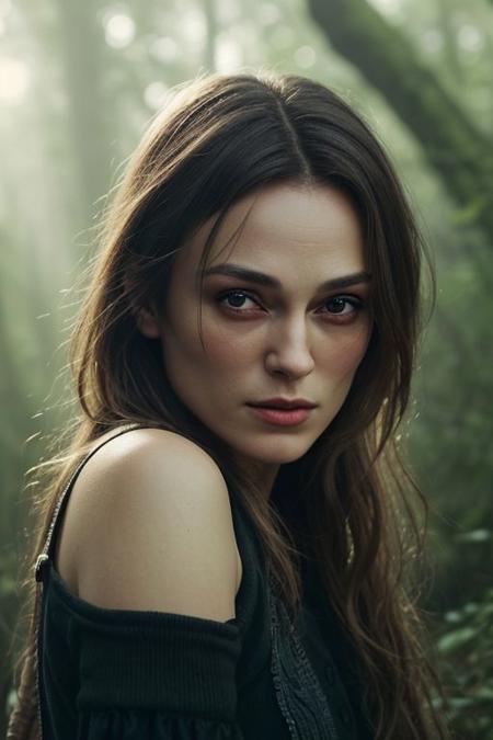 Photography of a classy woman's face,
realistic,
highly-detailed-skin,
her hair is brown and short like she has the eerie glow that makes it feel like Keira Knightley when she was 18 years old. The eyes are wide open with fear as they clings to otherworldly beauty in a mystical forest setting against the soft light on their lips by jeremy mann, 8K resolution, high detail, ultra-high