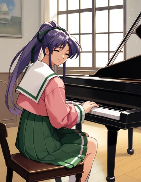 takabe, purple hair, hair ribbon, striped hoodie, white hoodie, blue hoodie, white skirt takabe, purple hair, hair ribbon, open vest, brown vest, striped hoodie, white hoodie, blue hoodie, white skirt takabe, purple hair, hair ribbon, serafuku, pink shirt, pleated skirt, green skirt