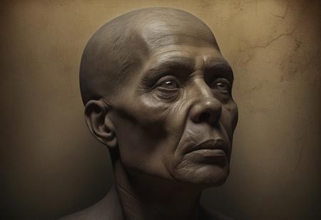 Intriguing human artifacts. 3D painting that illustrates the history of humanity