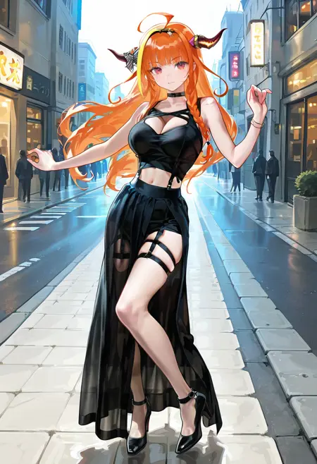 Gothic Mesh Skirt & Harness Crop top