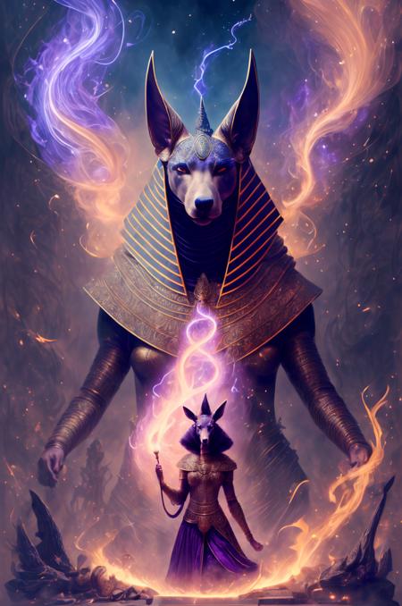 1girl, portrait of female godanubis with  jackal head in front altar, swirl of fire, aura, magic, sparks,  magic astral, ornate <lora:ARWgodanubis:1> <lora:kVoidEnergy:1> <lora:add_detail:1>