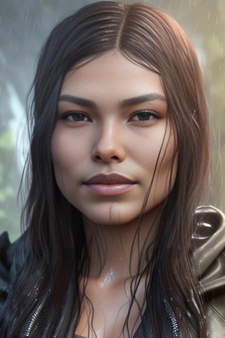 alyssawap outside in the rain, soaking wet, dank swamp, (detailed facial features:1.15), Unreal Engine 5, 8K, HQ, HDR, amazing detail, intricate details, shallow depth of field, reflections, art by artgerm and greg rutkowski