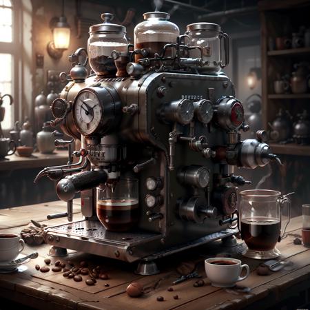 <lora:DieselPunkAI:1> DieselPunkAI coffee machine