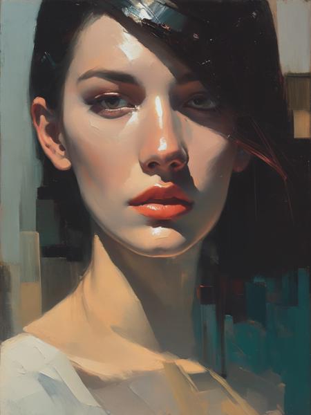 <lyco:BenAronson:1.0> eerie surreal painting, a 23 year old woman, by John Larriva , by Jeremy Mann , de stijl, very detailed, realistic, figurative painter, fineart, impressionist, Oil painting on canvas, loosely painted, academic art