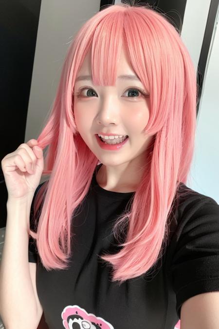 memegirl,  <lora:memgirl_v2:1>,
(8k), (best quality), (masterpiece:1.2), (realistic), (photorealistic:1.37), 
memegirl, pink_hair, solo, photo_\(medium\), open_mouth