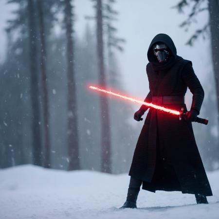 cinematic film still of  <lora:Kylo Ren:1.2>
Kylo Ren a closeup of a person with a red lightsaber sword in the snow in star wars universe, shallow depth of field, vignette, highly detailed, high budget, bokeh, cinemascope, moody, epic, gorgeous, film grain, grainy