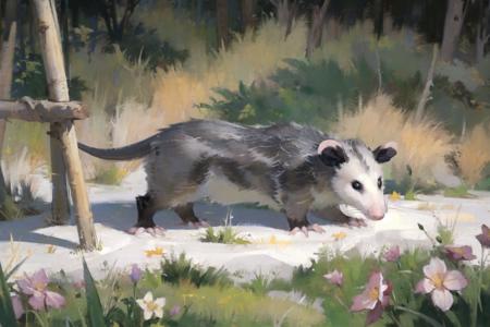 masterpiece, best quality, highres,solo, opossum ,outdoors,grass<lora:opossum:0.8>
draw a painting,painterï¼holding brush
 <lora:bouguereau:0.3> <lora:Oilpainting:0.3>